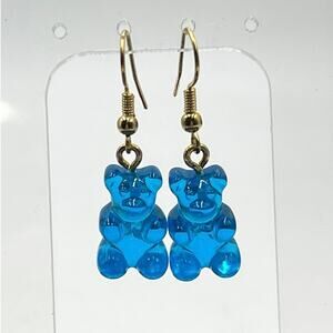 Crystal Haze Designer Nostalgia Blue Resin  Bear Earrings Azure Repaired Dangles